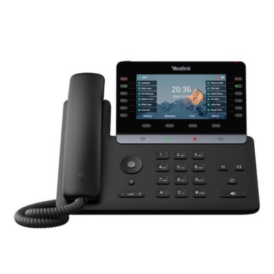 Yealink SIP-T85W VoIP desk phone with 5.5-inch color screen and corded handset